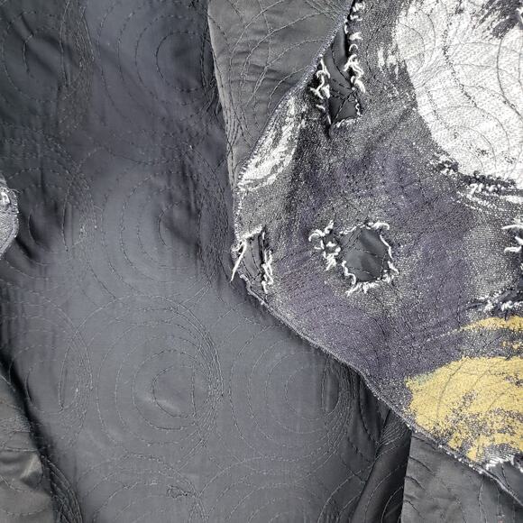 Women's One Size Open Front Lagenlook Vest Blue Celestial Moon Print Art To Wear - Picture 3 of 10